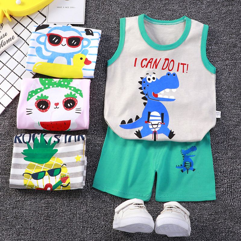 Sports Animal Stripe Solid Color Cotton Boys Clothing Sets
