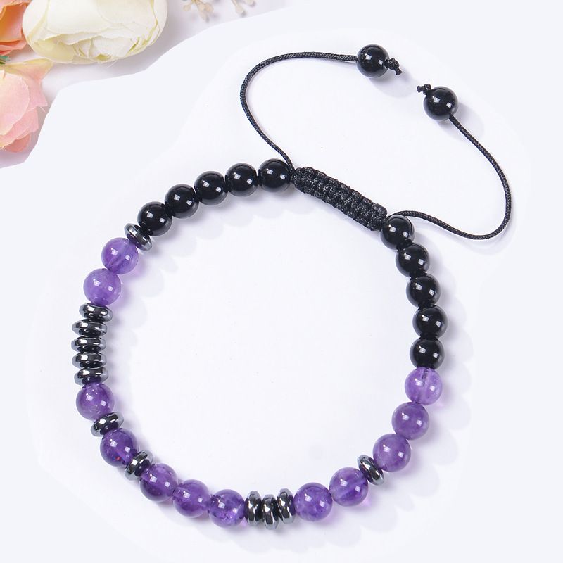 1 Piece Fashion Color Block Artificial Crystal Natural Stone Beaded Knitting Bracelets