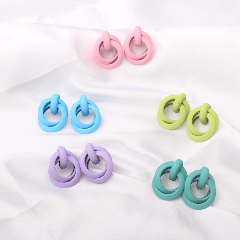 1 Pair Simple Style Solid Color Alloy Patchwork Women's Ear Studs