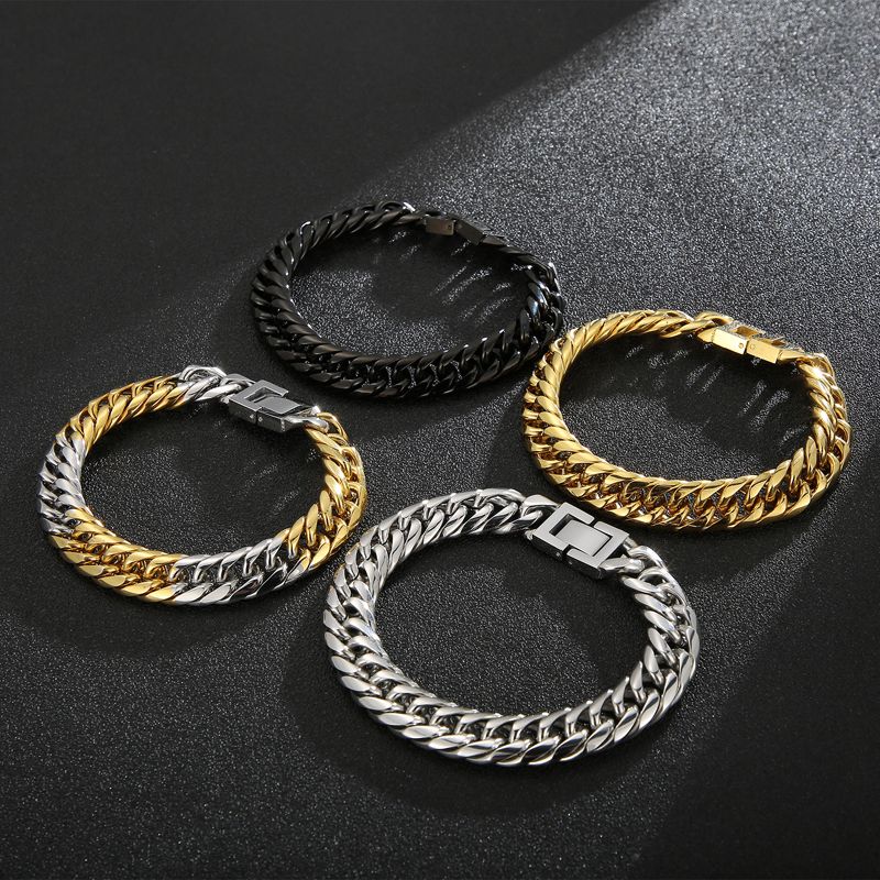 Hip-Hop Solid Color Stainless Steel 18K Gold Plated Bracelets In Bulk
