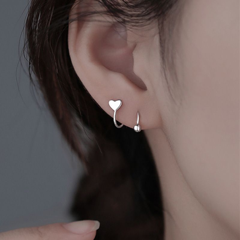 Fashion Simple Style Star Heart Shape Copper Heart Plating Metal Gold Plated Silver Plated Women's Earrings