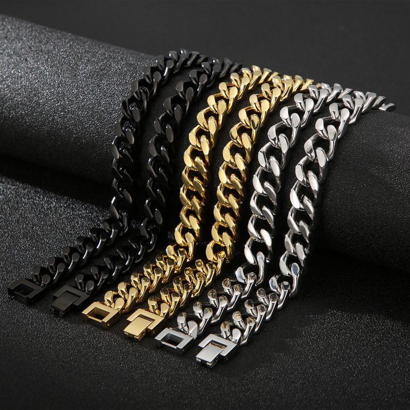 Hip-Hop Solid Color Stainless Steel Patchwork 18K Gold Plated Men'S Necklace