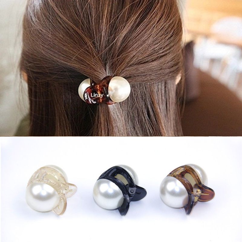 Fashion Round Arylic Artificial Pearl Handmade Hair Claws 1 Piece