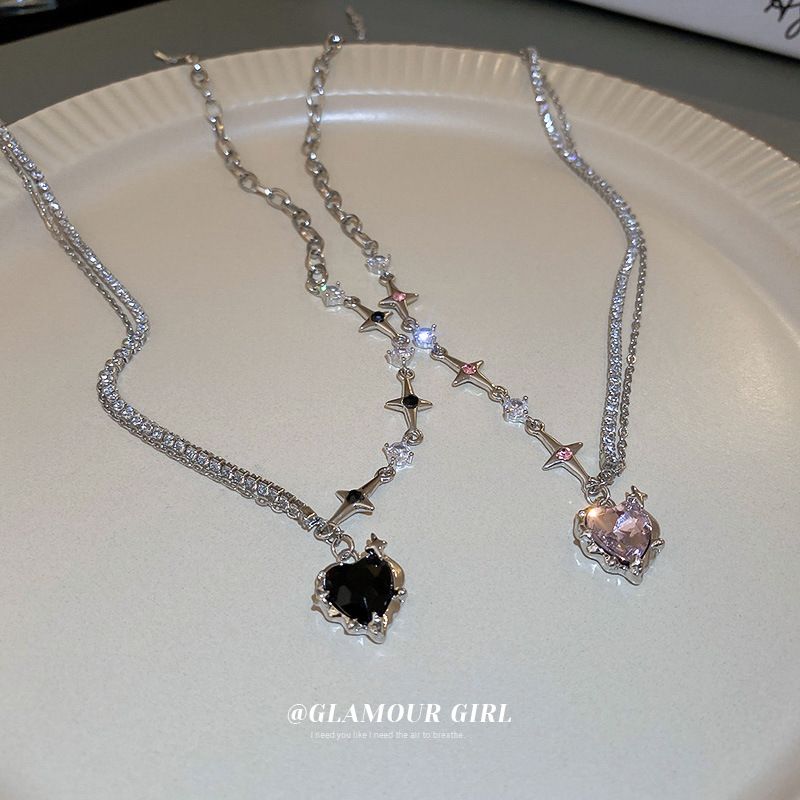 1 Pieza Moda Forma De Corazón Diamante De Imitación Metal Enchapado Embutido Piedras Preciosas Artificiales Mujeres Collar Colgante
