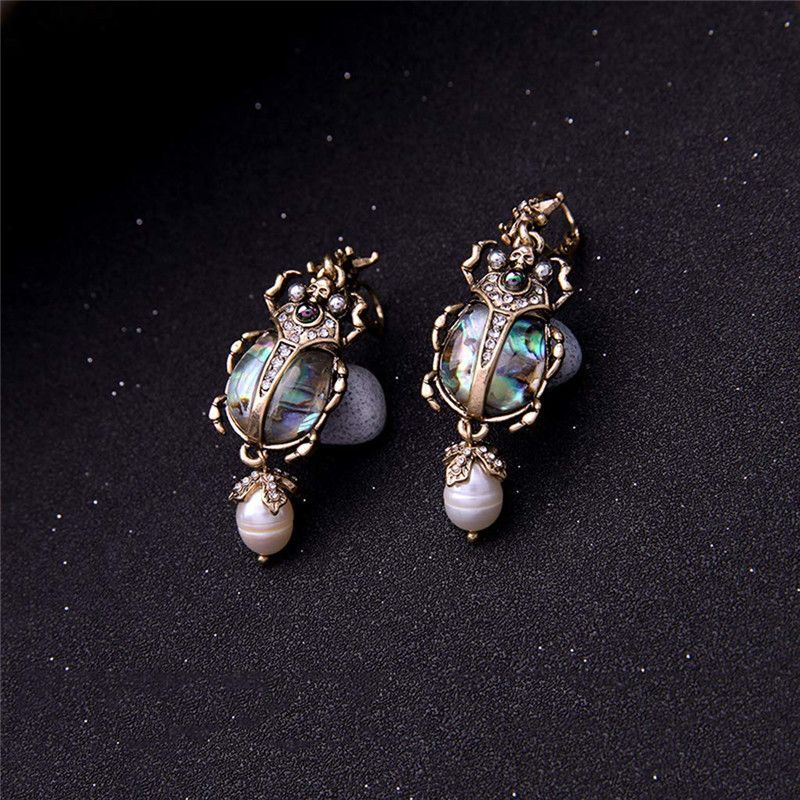1 Pair Fashion Insect Alloy Inlay Artificial Pearls Rhinestones Women's Drop Earrings