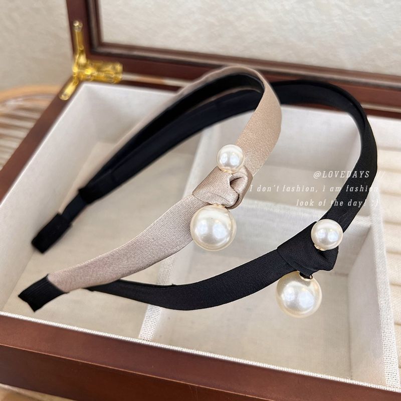 Fashion Solid Color Cloth Inlaid Pearls Hair Band 1 Piece