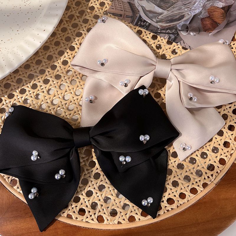 Sweet Bow Knot Artificial Pearl Cloth Hair Clip 1 Piece
