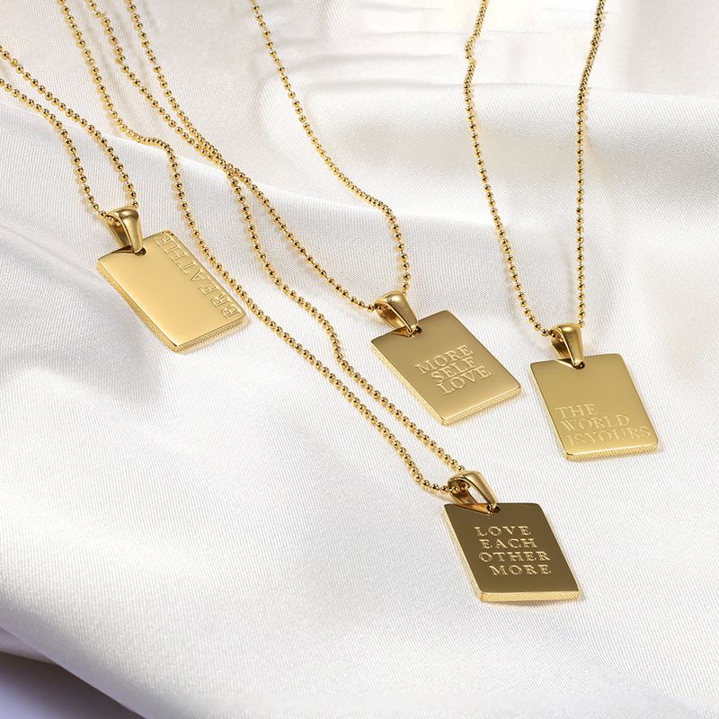 Fashion Letter Square Stainless Steel Plating Pendant Necklace