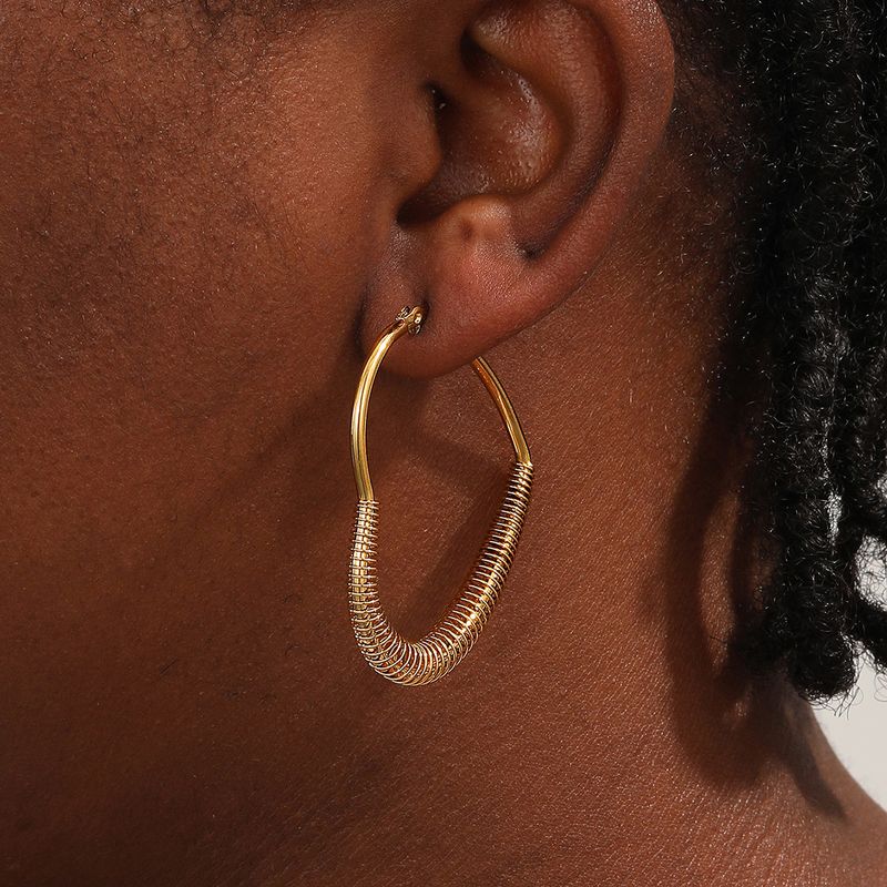1 Paar Mode Herzform Überzug Rostfreier Stahl 18 Karat Vergoldet Ohrringe