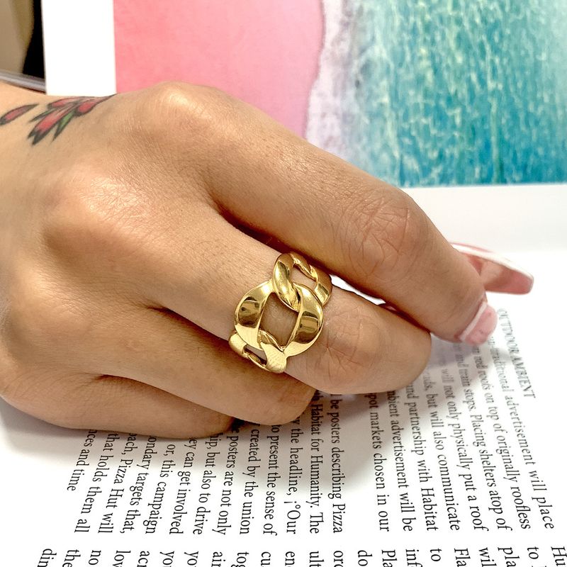 1 Piece Retro Geometric Titanium Steel Plating Rings