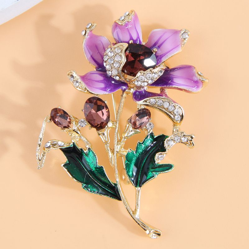 Sweet Flower Alloy Inlay Rhinestones Women's Brooches 1 Piece