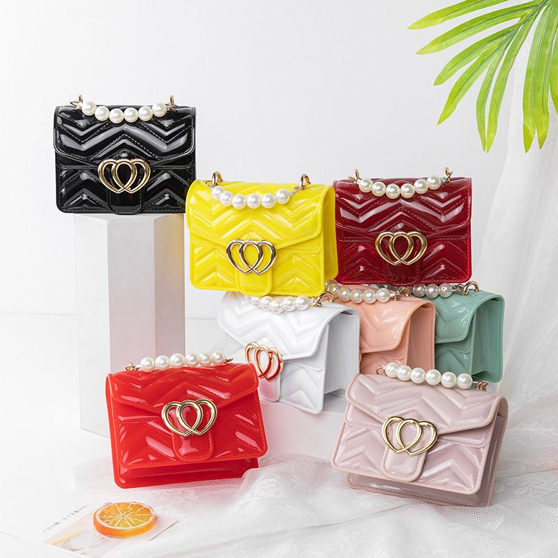 Women's Small Pvc Solid Color Basic Square Magnetic Buckle Crossbody Bag Jelly Bag Chain Bag