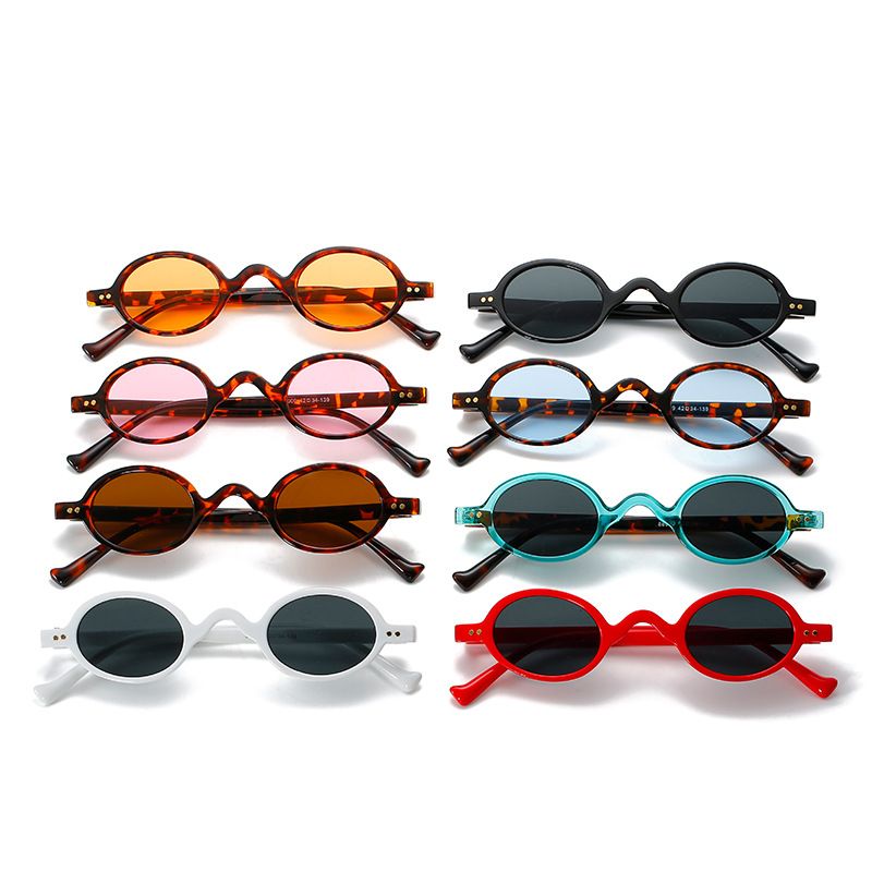 Retro Color Block Leopard Ac Round Frame Full Frame Women's Sunglasses