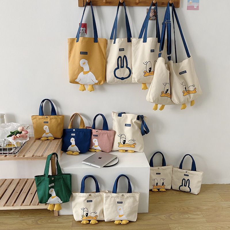 Women's Basic Animal Canvas Shopping Bags