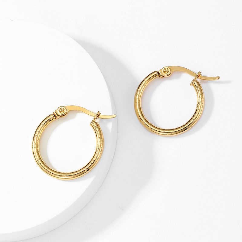 1 Pair Simple Style Circle Plating Stainless Steel 18K Gold Plated Hoop Earrings