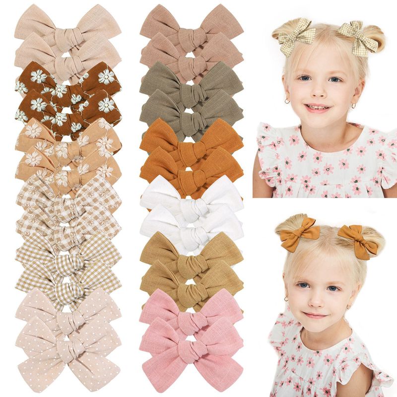 Sweet Solid Color Cloth Bowknot Pleated Hair Clip 1 Piece