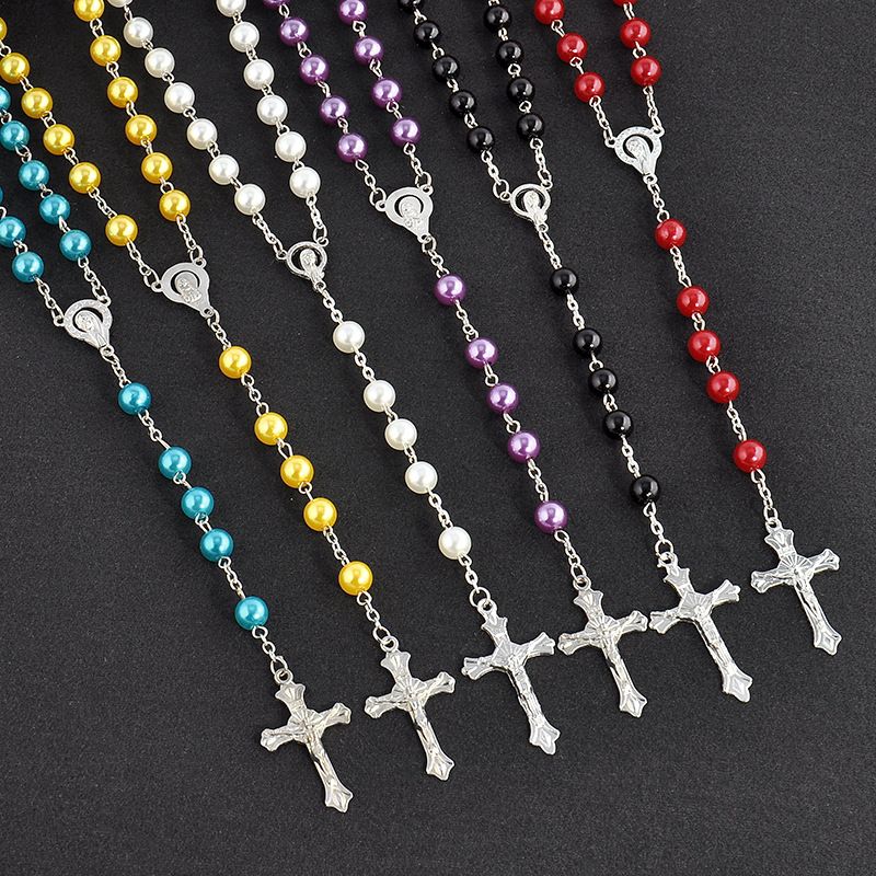 1 Stück Ethnischer Stil Kreuzen Imitationsperle Legierung Überzug Unisex Halskette