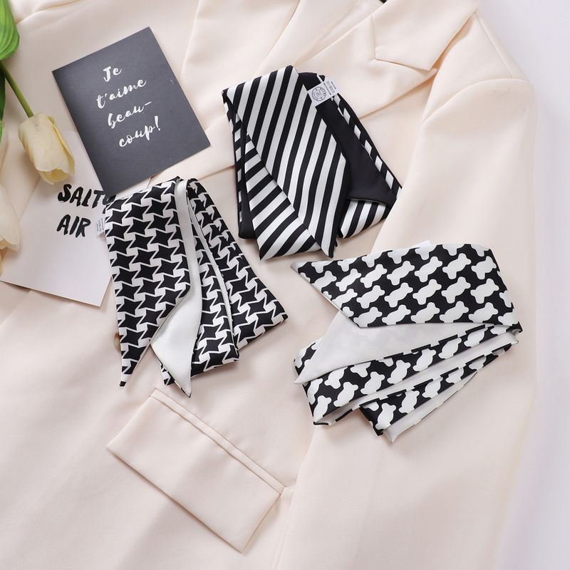 Women's Elegant Lady Plaid Satin Printing Scarves & Gloves