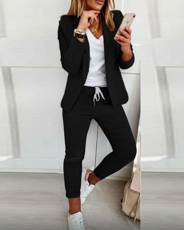 Women's Long Sleeve Blazers Formal Solid Color