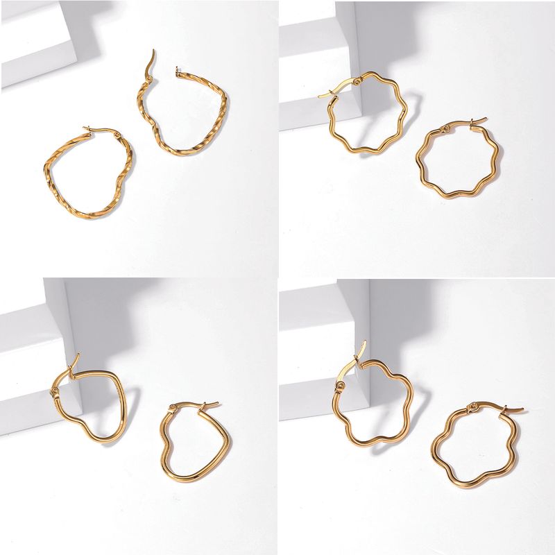 1 Pair Simple Style Heart Shape Plating 201 Stainless Steel 18K Gold Plated Earrings