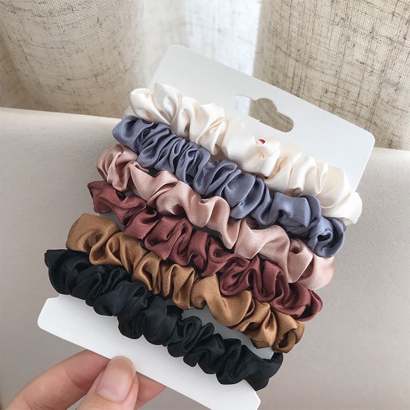 Simple Style Solid Color Cloth Pleated Hair Tie 1 Set