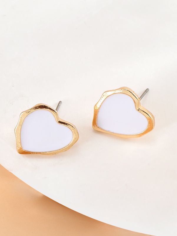 Wholesale Jewelry 1 Pair Simple Style Heart Shape Alloy Ear Studs