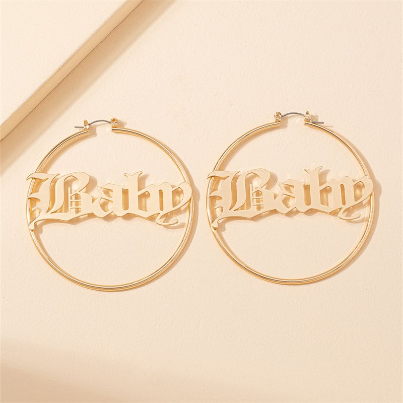 1 Pair Y2k Exaggerated Letter Plating Alloy Hoop Earrings