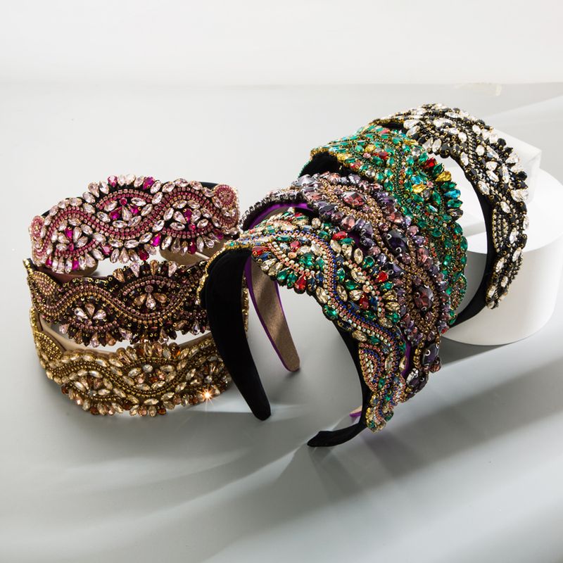 Luxurious U Shape Cloth Inlay Rhinestones Glass Hair Band