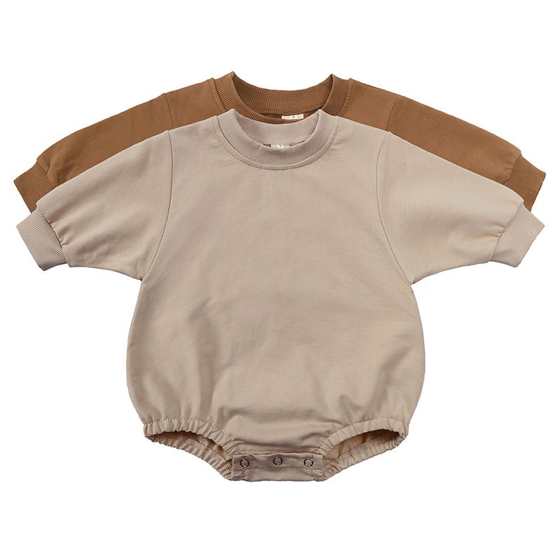Casual Solid Color 100% Cotton Baby Rompers