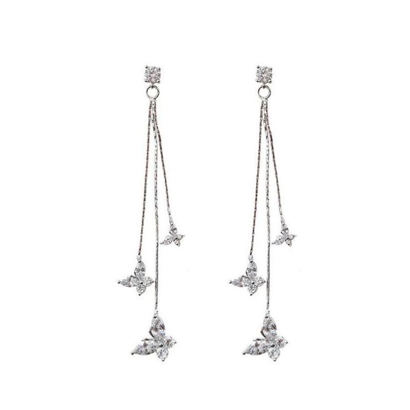 1 Pair Simple Style Butterfly Alloy Inlay Artificial Crystal Women's Drop Earrings