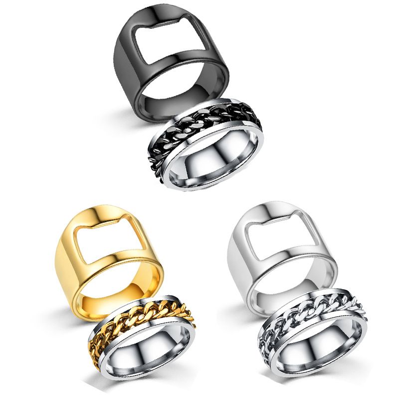1 Set Retro Geometric Stainless Steel Metal Rings