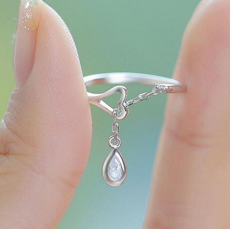 1 Piece Simple Style Water Droplets Heart Shape Alloy Plating Inlay Zircon Women's Charm Ring
