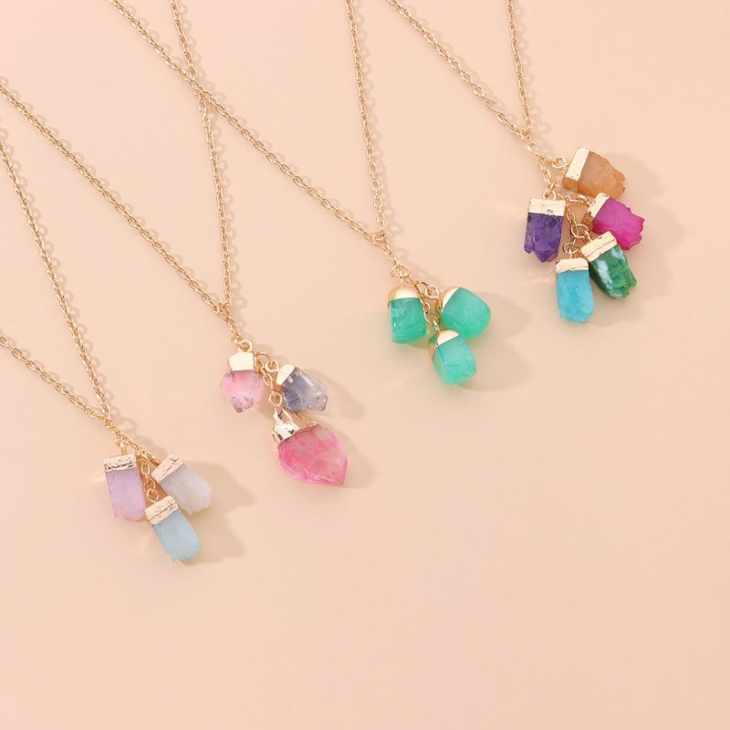 Wholesale Jewelry Lady Colorful Artificial Crystal Alloy Pendant Necklace