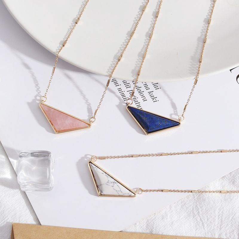 1 Pair Simple Style Triangle Alloy Inlay Turquoise Women's Necklace