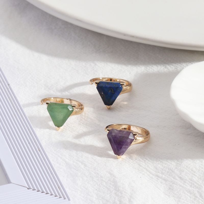 Vacation Triangle Alloy Inlay Natural Stone Rings
