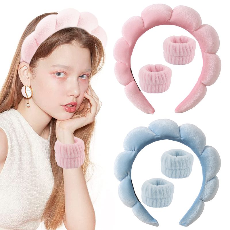 Lady Solid Color Cloth Handmade Hair Band 2 Pieces 3 Pieces