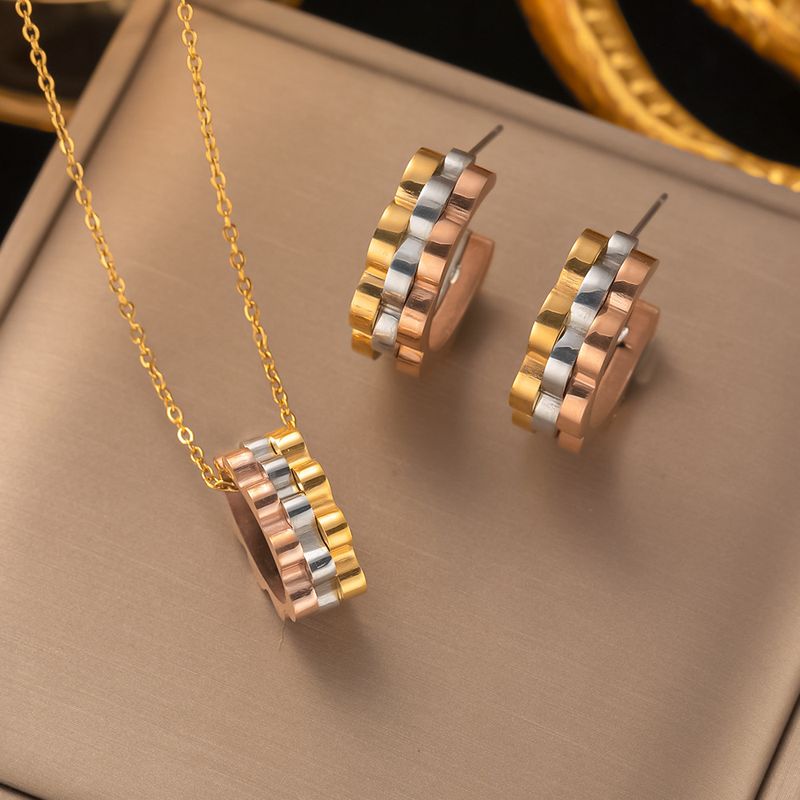 304 Stainless Steel Titanium Steel 18K Gold Plated Rose Gold Plated Simple Style Plating Color Block Bracelets Earrings Necklace