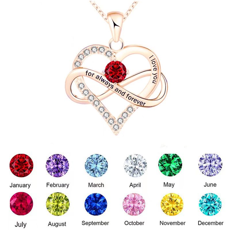 1 Piece Simple Style Heart Shape Alloy Inlay Birthstone Zircon Women's Pendant Necklace