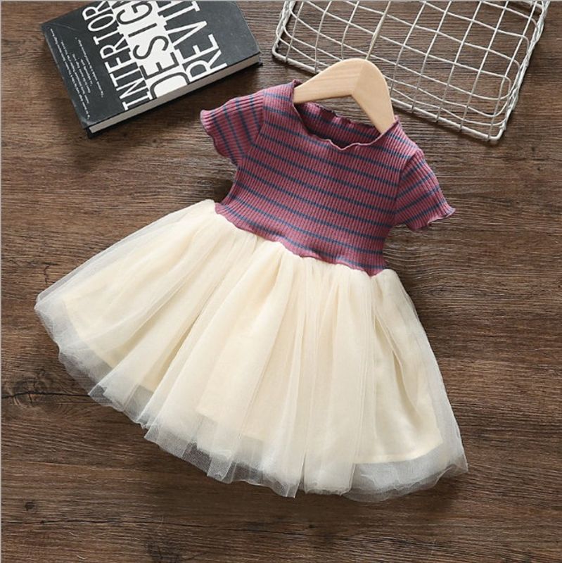 Cute Basic Solid Color Patchwork Cotton Girls Dresses
