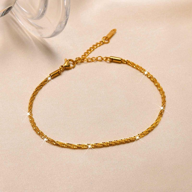 Simple Style Letter 201 Stainless Steel Copper Plating Inlay Zircon 18K Gold Plated Women'S Anklet