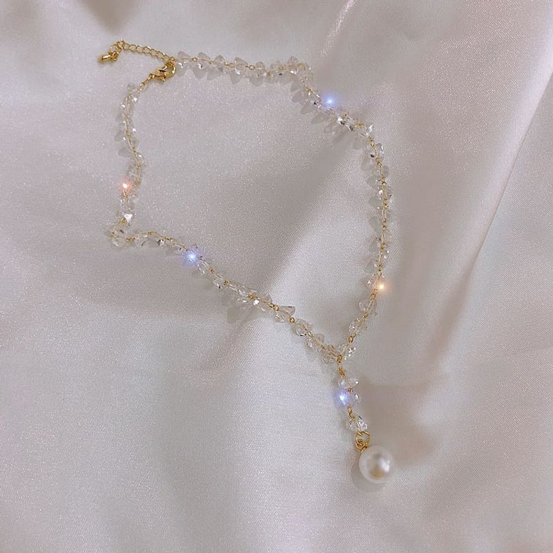 1 Pieza Moda Irregular Cristal Artificial Con Cuentas Embutido Perlas Artificiales Mujeres Collar Colgante