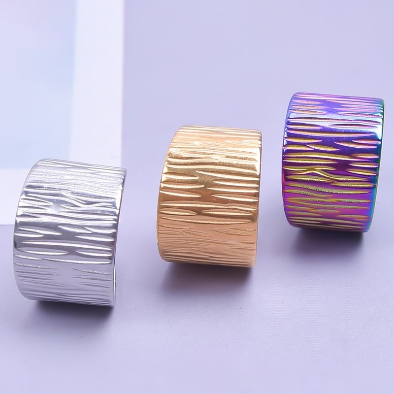 Großhandel Basic Einfarbig Titan Stahl Breit Bandring Offener Ring