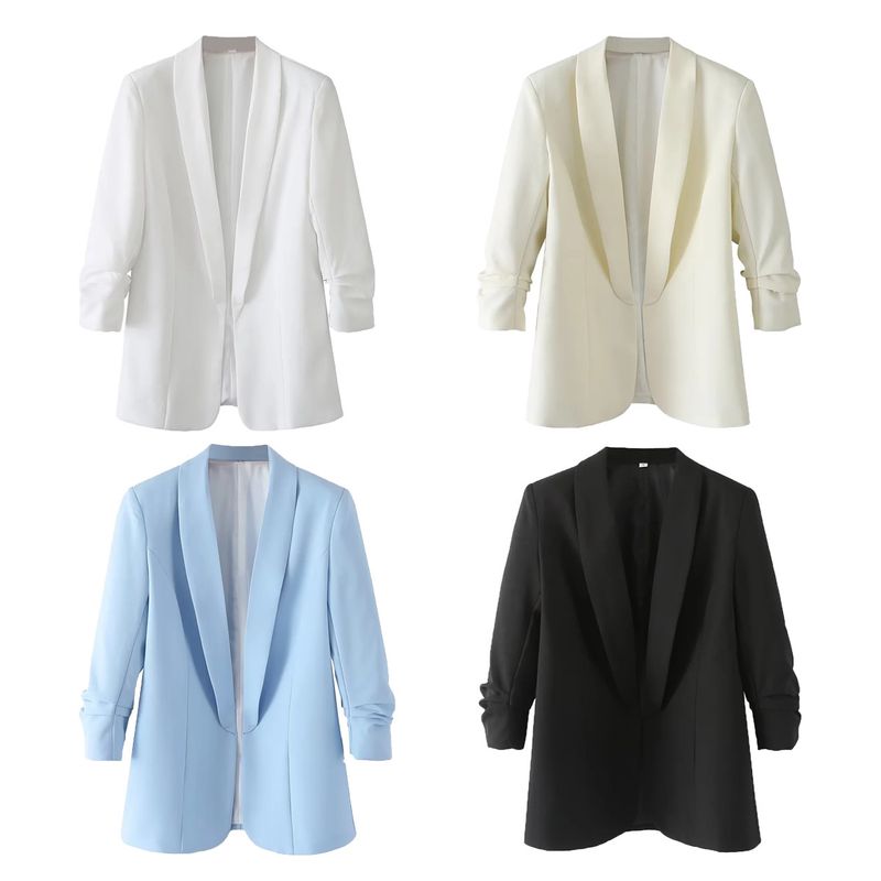 Women's Coat Long Sleeve Blazers Pleated Business Solid Color