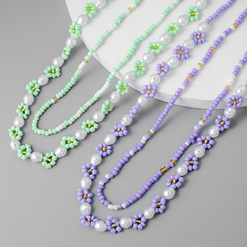 Bohemian Flower Plastic Beaded Pearl Women's Necklace