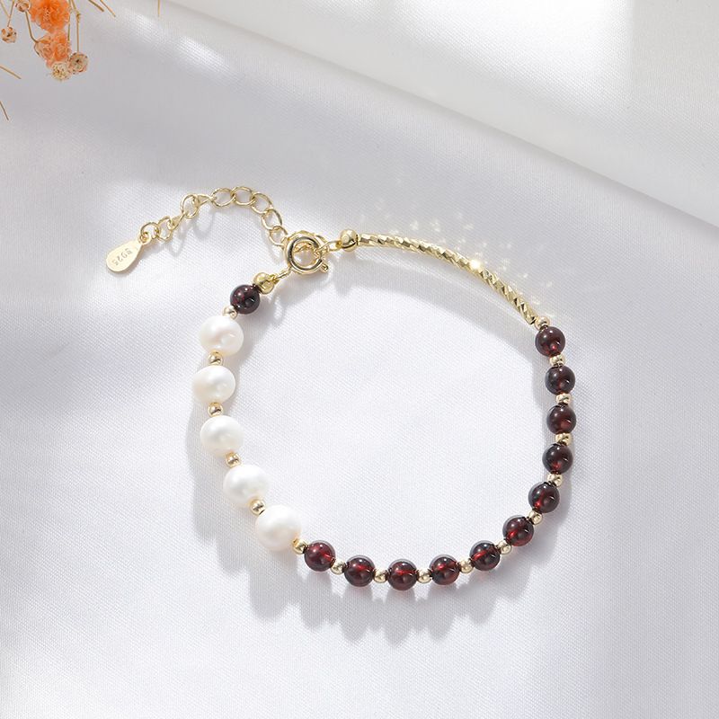 1 Piece Simple Style Circle Beaded Artificial Pearl Polishing Plating Women's Bracelets