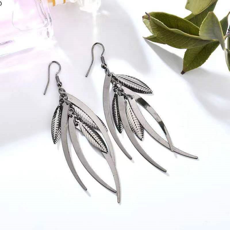 Wholesale Jewelry 1 Pair Retro Ethnic Style Leaf Leaves Alloy Gold Plated Silver Plated Drop Earrings