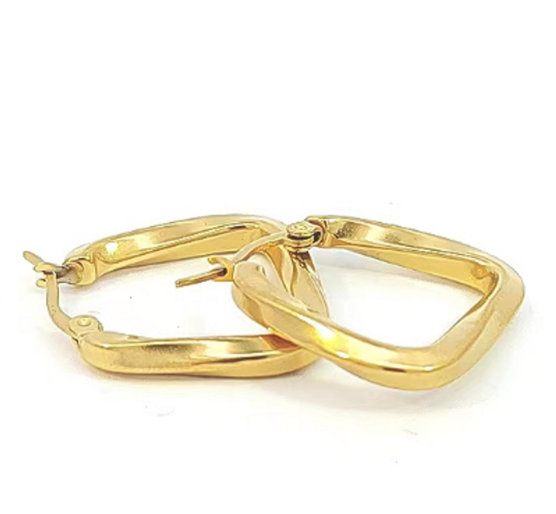 1 Paar Einfacher Stil Einfarbig Rostfreier Stahl Überzug 18 Karat Vergoldet Reif Ohrringe