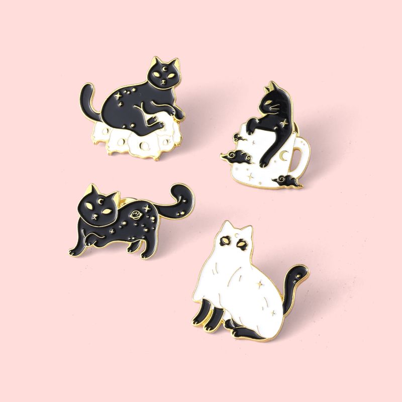 Fashion Cat Alloy Inlaid Gold Unisex Brooches