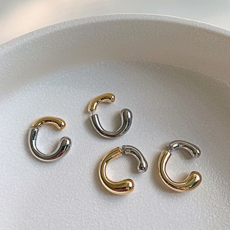1 Pair Fashion C Shape Plating Metal Gold Plated Earrings