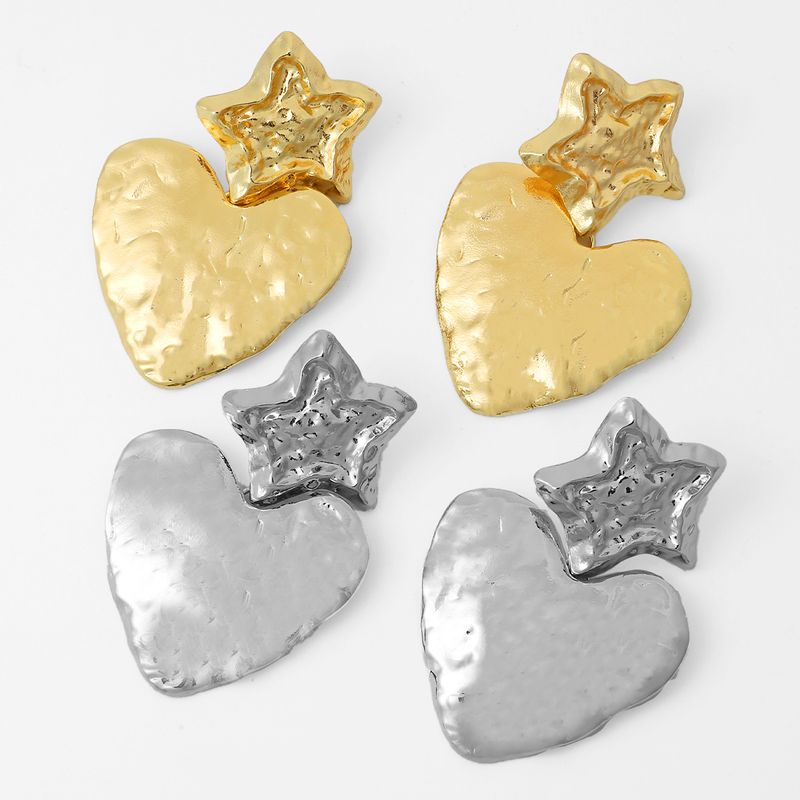 1 Pair Fashion Star Heart Shape Plating Alloy Drop Earrings